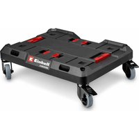 Black and red Einhell wheeled dolly roller base with four swivel casters and secure locking mechanism for E Case System.