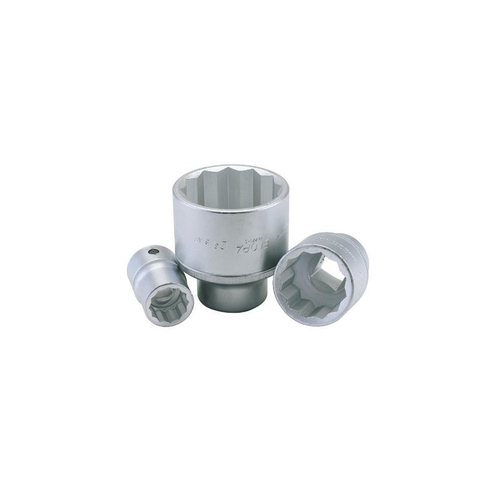 Elora 00484 bi-hexagon socket in silver metal, 1.1/16" size with a 3/4" square drive, featuring a robust design for effective grip on fasteners.
