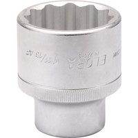 Silver Elora Bi-Hexagon socket, 1.11/16" size, 3/4" square drive, with engraved branding and knurled grip.