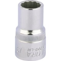 Elora 13mm bi-hexagon socket, 1/2" square drive, silver finish with engraved branding and ridged grip detail.