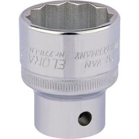 Silver Elora bi-hexagon socket, 1/2" square drive, 29mm, with engraved brand name and knurled grip.