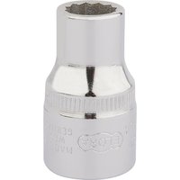 Elora Bi-Hexagon Socket, 1/2" square drive, 7/16", shiny silver finish with engraved branding.