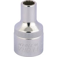 Silver Elora bi-hexagon socket, 1/2" square drive, 8mm, with engraved branding and ribbed grip section.