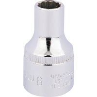 Elora Bi-Hexagon Socket, 1/2" Sq. Dr., 9mm, shiny chrome finish with engraved size marking.