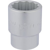 Silver Elora bi-hexagon socket, 1" square drive, 1.7/16" size, with engraved brand name and smooth metallic finish.