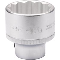 Silver Elora Bi-Hexagon Socket, 2.1/8" size, 3/4" square drive, engraved with brand name and size details.