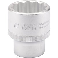 Elora silver bi-hexagon socket, 3/4" square drive, 36mm, with engraved branding and textured grip.
