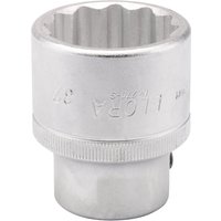 Silver Elora bi-hexagon socket, 3/4" square drive, 37mm, with engraved branding and knurled grip.