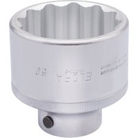 Silver Elora Bi-Hexagon Socket, 3/4" Sq. Dr., 60mm, with engraved branding and textured grip.