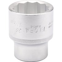 Silver Elora bi-hexagon socket, 38mm-1.1/2", 3/4" square drive, with engraved text and knurled grip.