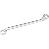 Silver Elora deep crank imperial ring spanner with dual ends, sizes 7/8 and 15/16 inches, curved handle design.