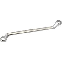 Elora Deep Crank Metric Ring Spanner, silver, 14 x 15mm, with angled ends and polished finish.
