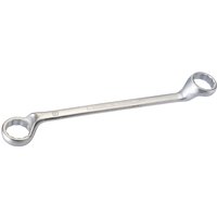 Silver Elora deep crank metric ring spanner, 46 x 50mm, with offset ends and polished finish.