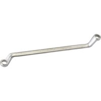 Silver Elora deep crank metric ring spanner, 8 x 9mm, with angled ends and polished finish.