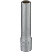Silver Elora deep socket, 1/4" square drive, 6mm, with a smooth cylindrical body and engraved size marking.
