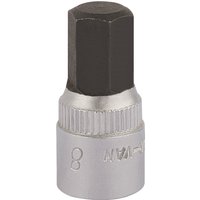 Silver Elora hexagon screwdriver socket, 1/4" square drive, 8mm, with a textured grip and engraved size marking.