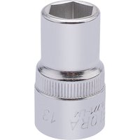 Elora 13mm hexagon socket, 1/2" square drive, shiny chrome finish with engraved markings.