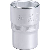 Silver Elora hexagon socket, 1/2" square drive, 19mm, with engraved measurements and textured grip.