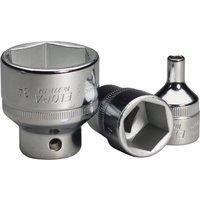 Chrome Elora hexagon socket, 1/2" square drive, 5mm, shiny finish with engraved branding and size markings.