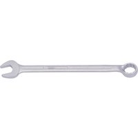 Silver Elora long combination spanner, 24mm, with open end and ring end, sleek and polished finish.