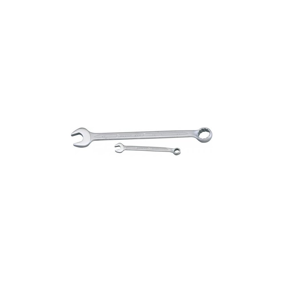 Silver 36mm long combination spanner by Elora, featuring a polished finish, open-end and ring-end design, with engraved brand and size markings for easy identification.