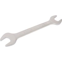 Elora long silver double open end spanner, 1.1/16 x 1.1/4 inch, with polished finish and engraved brand logo.