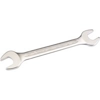 Silver Elora long metric double open end spanner, 27 x 30mm, with engraved brand name on handle.