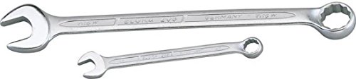 Silver chrome-plated Elora 03868 15/16" long Whitworth combination spanner featuring an open-end and a hexagonal socket end for versatile use.
