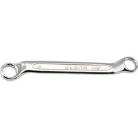 Silver Elora Midget Deep Crank Metric Ring Spanner, 8 x 9mm, with offset ends and polished finish.