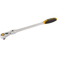 Elora ratchet with flexible head, silver shaft, black and yellow soft grip handle, 1/2" square drive, 430mm length.