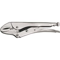 Elora Self Grip Pliers, 250mm, silver metallic finish, curved jaw, adjustable screw, and locking mechanism.