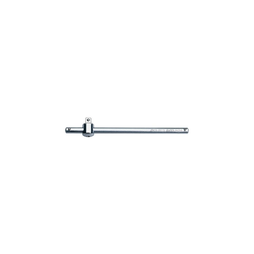 Elora 00286 sliding tee bar features a 200mm length, 3/8" square drive, made of shiny chrome-plated steel for durability and corrosion resistance.