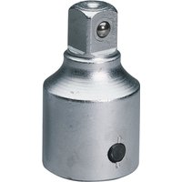 Silver Elora socket converter, 3/4"(F) to 1/2"(M), with a shiny finish and square drive end.