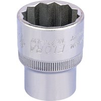Silver Elora Whitworth bi-hexagon socket, 1/2" square drive, with ribbed grip and engraved branding.