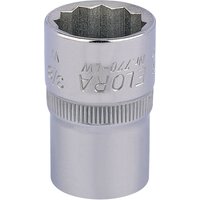 Silver Elora Whitworth bi-hexagon socket, 1/2" square drive, 3/8" size, with engraved branding and knurled grip.