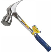 Estwing straight claw framing hammer with polished steel head and blue vinyl grip handle, 30 oz weight.