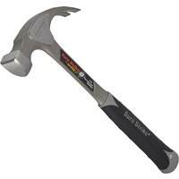 Estwing Sure Strike all steel curved claw hammer, 560g, silver head, black grip handle with yellow and red branding.