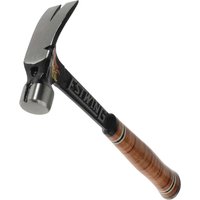Estwing Ultra Claw Hammer with polished steel head, black handle, and stacked leather grip.
