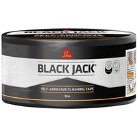Black Jack self-adhesive flashing tape roll, black and silver packaging with orange accents, by Everbuild.