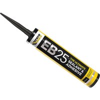 Black and yellow Everbuild EB25 Hybrid Sealant Adhesive tube with pointed nozzle and bold white lettering.