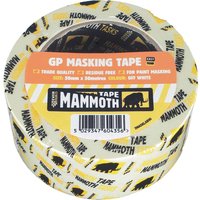 Everbuild Masking Tape, beige roll with black and orange label, featuring "Mammoth" branding and size details.