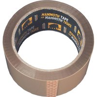 Brown Everbuild Packaging Tape roll with black inner label featuring yellow text and mammoth logo.