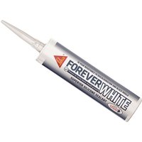 Everbuild Sika 461971 Forever White Sealant tube, 295ml, with pointed nozzle and silver label with red and white text.