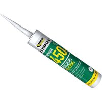 Clear Everbuild Sika 450 silicone sealant tube, green label, pointed nozzle, 300ml capacity.