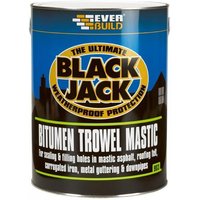 Black Jack 903 Bitumen Trowel Mastic, 5L can, blue and black label with yellow text, by Everbuild Sika.