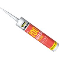 Brown Everbuild Sika silicone sealant tube with yellow and red label, pointed nozzle, 295ml capacity.