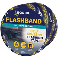 Blue and yellow Evo-stik Flashband roll with waterproofing label and self-adhesive flashing tape text.