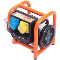 Orange-framed Evolution GEN2800 petrol generator with dual sockets and black engine casing.