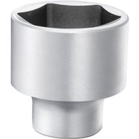 Silver Facom 1" drive socket with hexagonal opening and smooth finish, designed for various sizes.