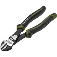 Black and green Draper Expert high leverage side cutters with ergonomic handles and sharp cutting edges.